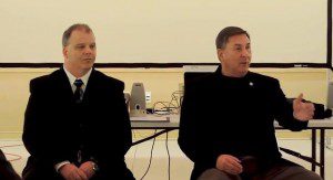 Lt. Brian Adams with NCPD and Berkeley Co. Sheriff Wayne Dewitt answer questions from the audience.