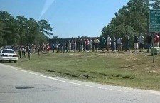 Stratford High students line the streets as the procession for Skipton passes by. (Provided)
