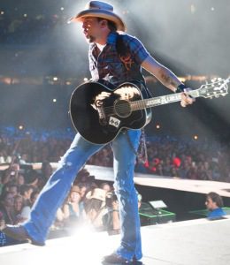 Jason Aldean performing at Fenway Park in Boston on July 12, 2013.