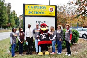 cocky reads to cainhoy students