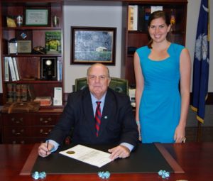 (L to R): Mayor Michael J. Heitzler and Brittany Greer (SC American Lung Association, Development and Program Coordinator)