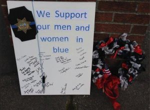Community shows support to BCSO by signing this board outside the sheriff's office. (Courtesy: Ronna Midgett Matthews)