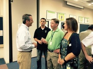 From left to right,  the employees are Doug Lerczak, Chair of BP’s Veterans Network, and Sean Scheffer and Marianne Andrews.  
