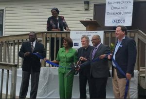The official grand opening of the Baldwin Carson Community Outreach Center in Huger with big scissors and all!  (Via ECCO/Facebook)