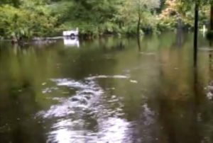 The streets turned into lakes along French Quarter Creek Road in Huger