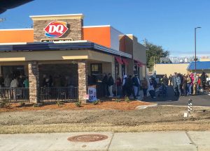 Pictured: Dozens of people line the outside of DQ eager to get inside. (Via Colt Roy)