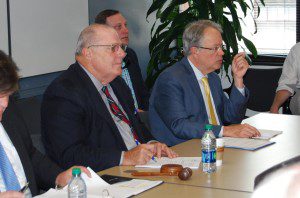 Mayor Heitzler and Charleston Mayor John Tecklenburg listen during Monday’s session. 