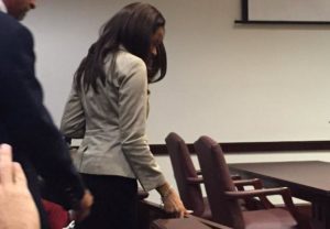 Pictured: Ebony Wilkerson of Cross appears inside a Florida courtroom Monday. (Via Blaine Tolison/Twitter)
