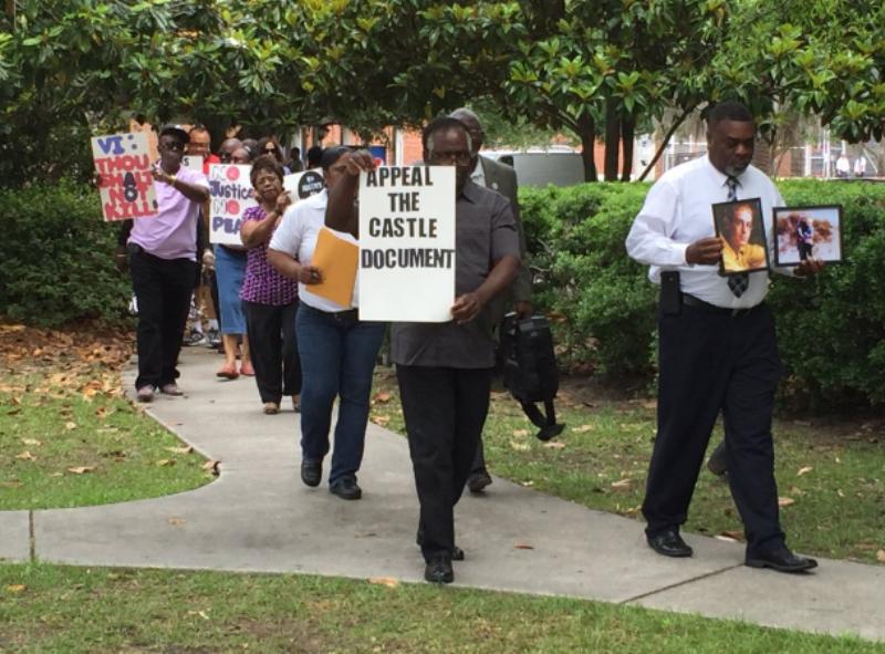 Pictured: National Action Network protests outside of Berkeley County courthouse (Via Bill Burr/Twitter)