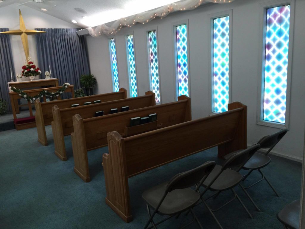 The chapel can accommodate up to 35 guests.