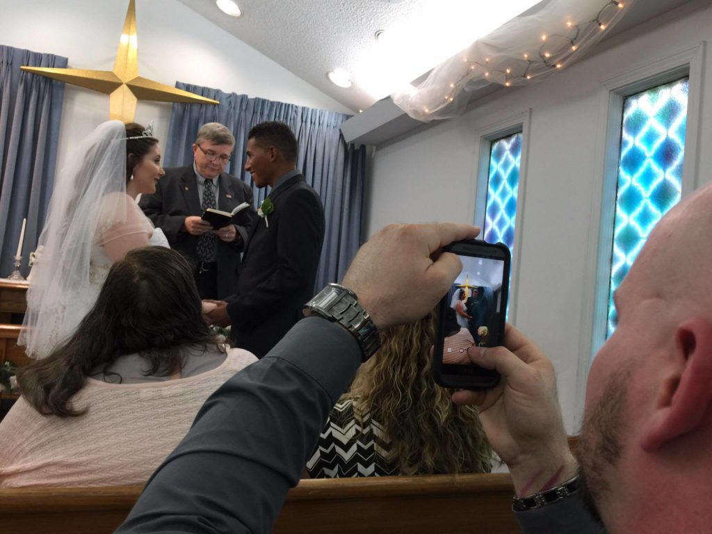Marissa Rose and Tony Romero recently wed at the chapel with a maybe 10-15 family and friends in attendance.