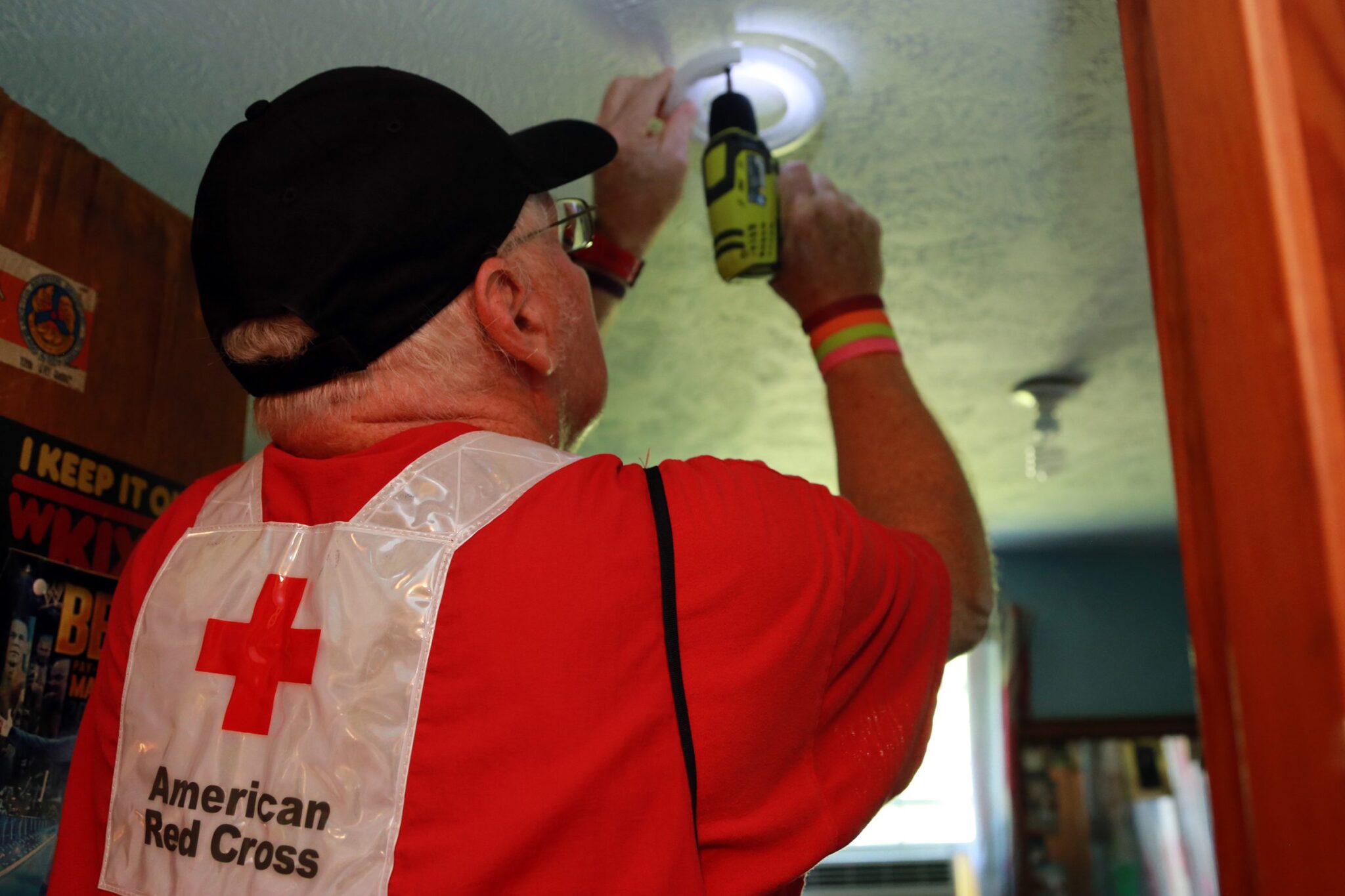 American Red Cross volunteer, Ray Henderson, installs a smoke detector in a BEC member’s home. According to the Red Cross, there should be smoke detectors in every bedroom and in the common living areas of the house.