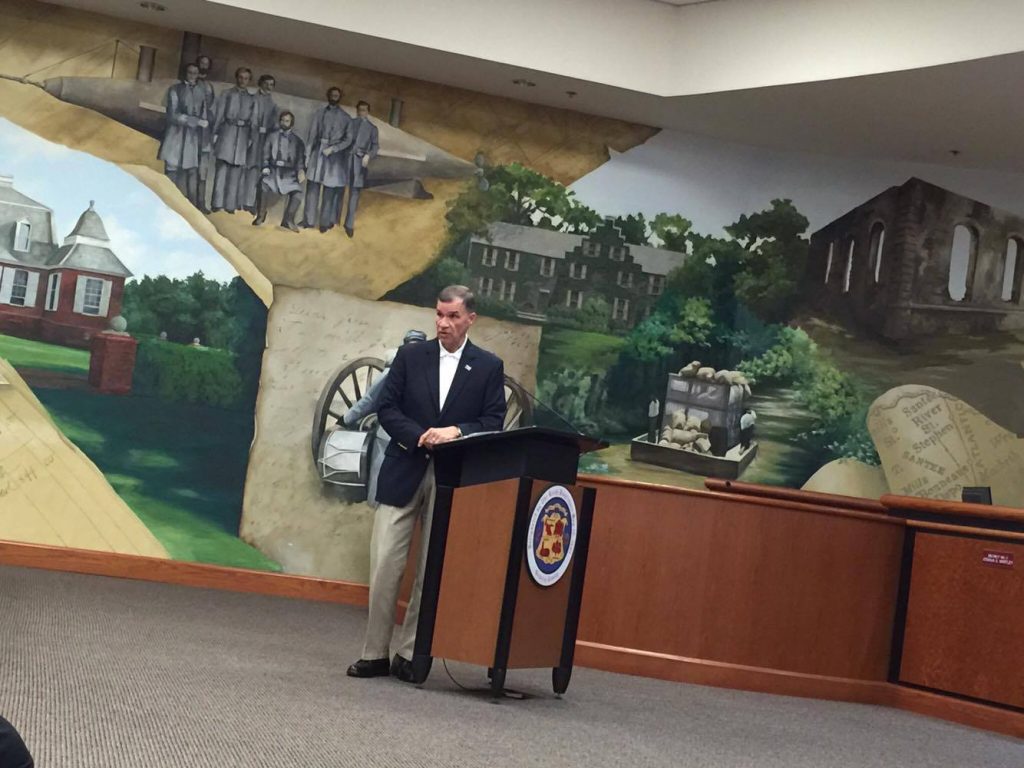 Citizen Nelson Weaver speaks at public forum for re-accreditation of the Berkeley County Sheriff's Office.