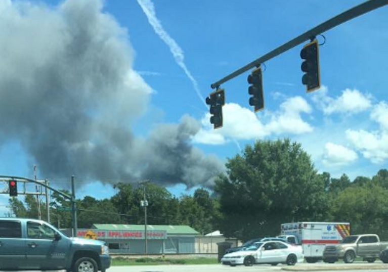 People say they can see the heavy smoke in the sky from the fire. (Via Kelly Dehay)