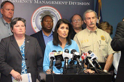 Pictured: Governor Nikki Haley announced Sunday that evacuation orders have been lifted for the lowcountry.