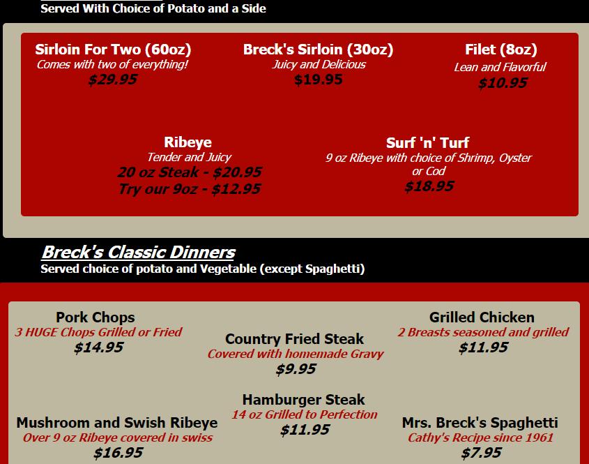 Pictured: Just some of the items you'll find on the menu along with the prices.