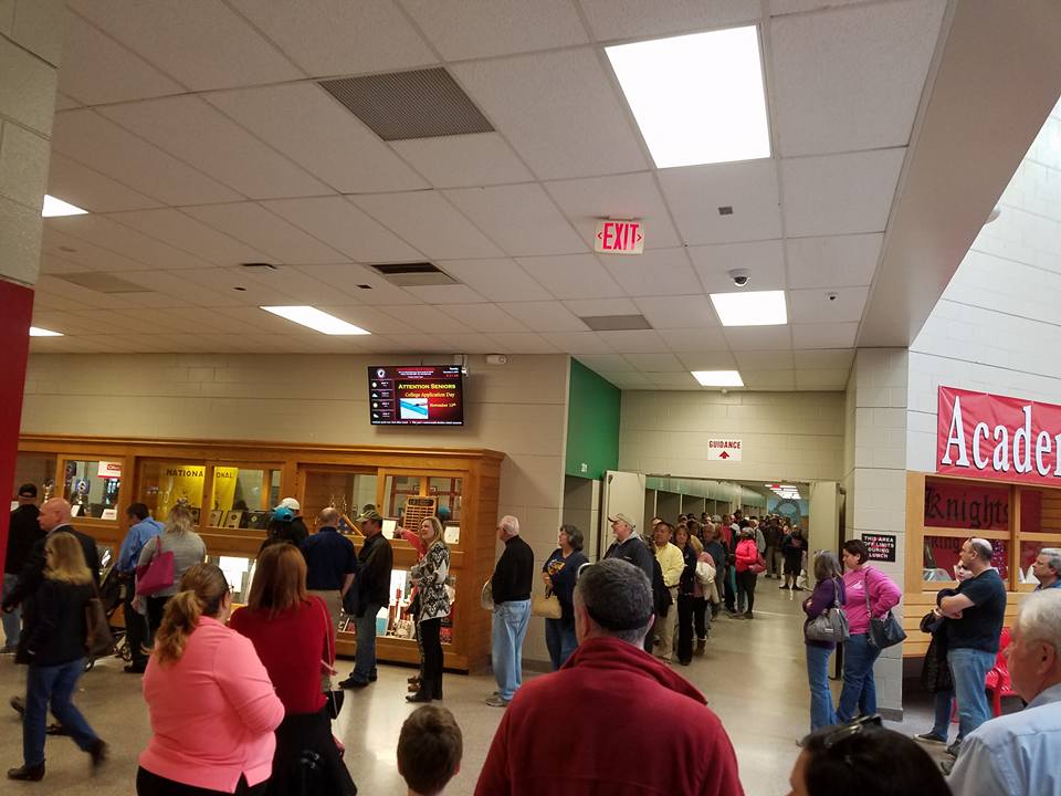 Pictured: Voters wait patiently to cast their ballots at Stratford High School. (Via Ryan Agostinelli‎)
